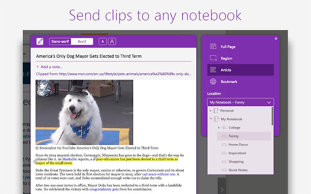 OneNote Web Clipper Browser Extension