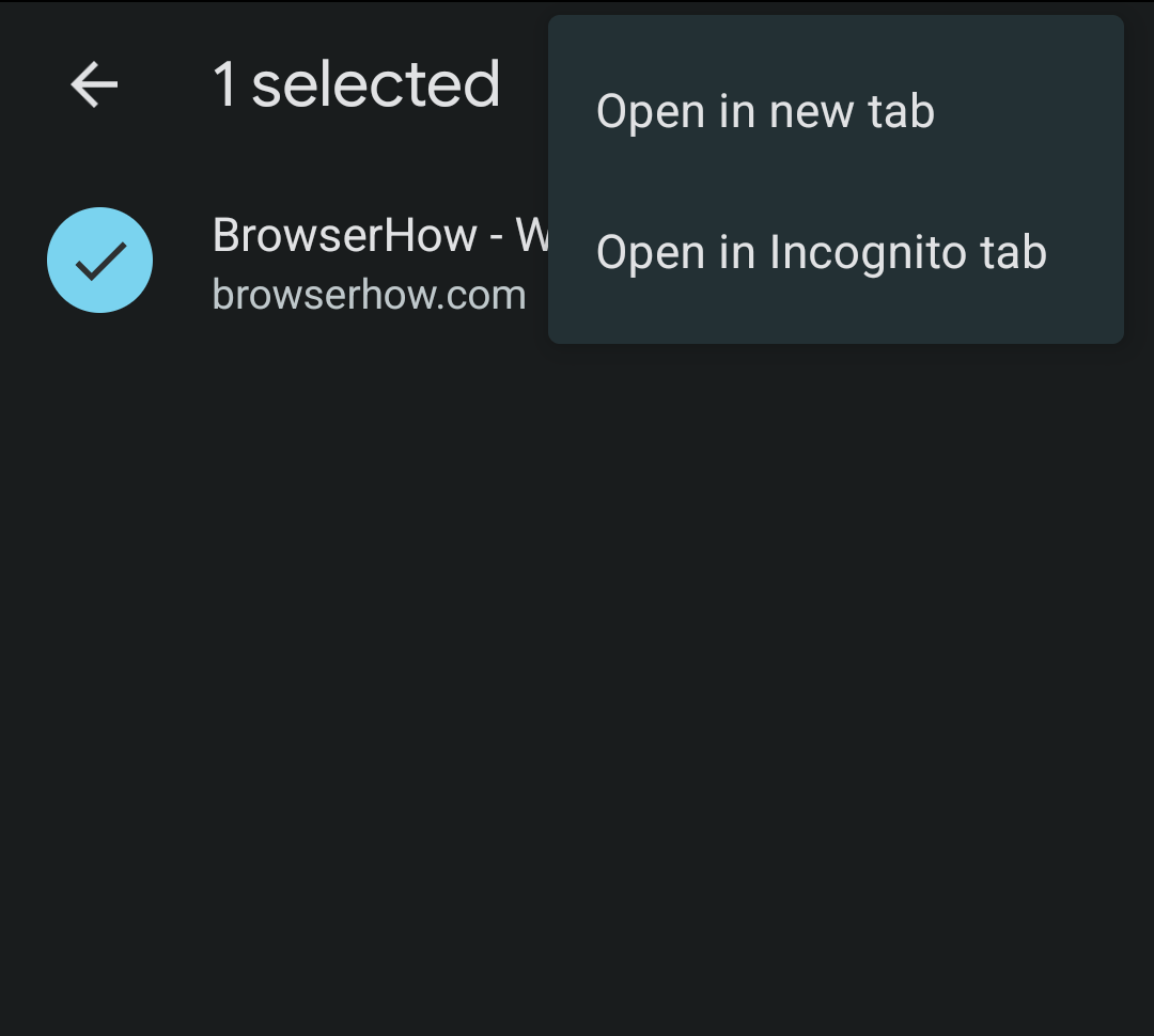 Open Chrome Bookmarks in Incognito Mode on Android device