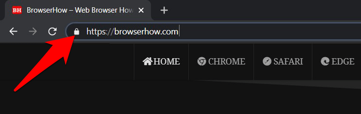 Padlock icon in web browser