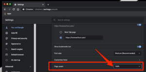 How to Set the Page to a Zoom level in Chrome on the Computer
