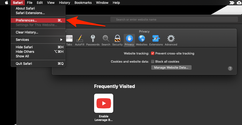 Privacy Settings Website Tracking in Safari Mac