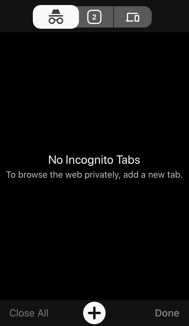 Private Incognito Tabs in Chrome iOS
