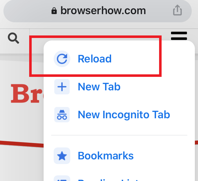 Reload Command Option in Chrome iOS