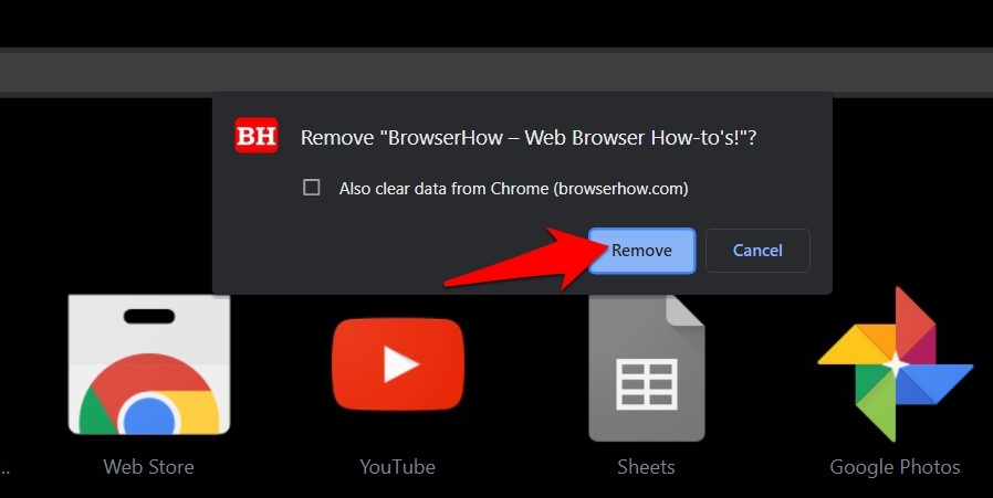 Remove Chrome App from Google Chrome browser