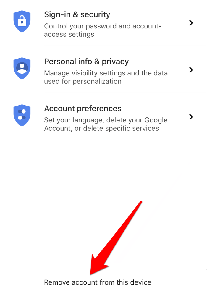 Remove account from this devices in Chrome iPhone