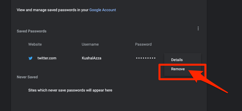 Remove Saved Password in Chrome Computer