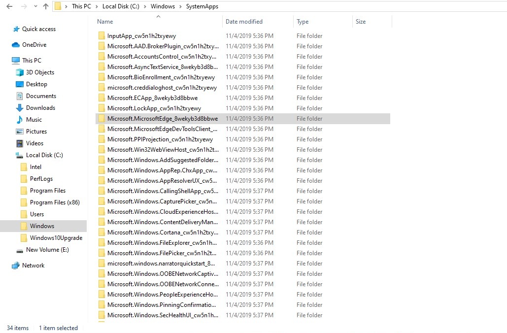 Rename Microsoft Edge Folder in Windows 10