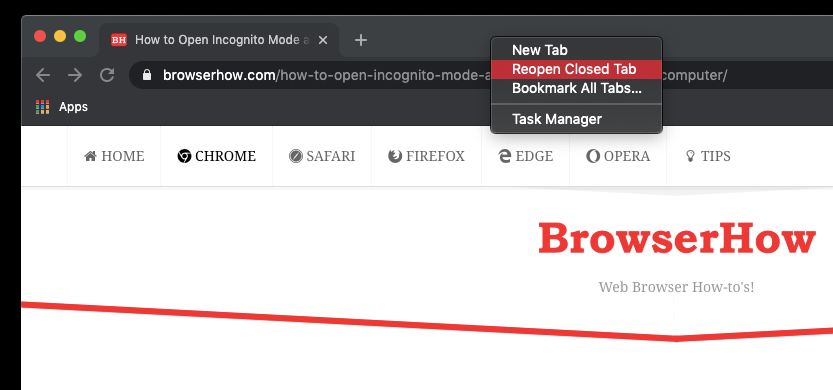 Reopen Closed Tab from Tabs bar in Chrome Computer