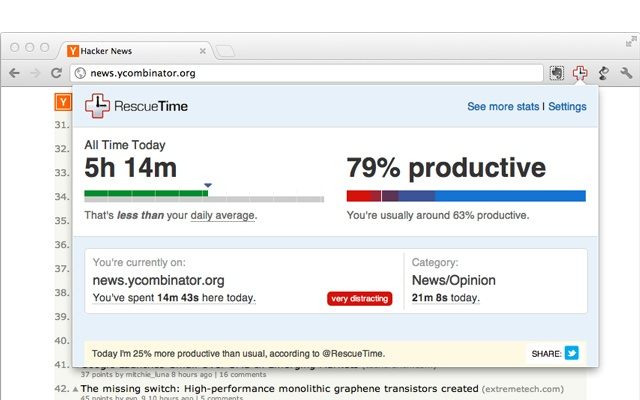 RescueTime Timer Extension