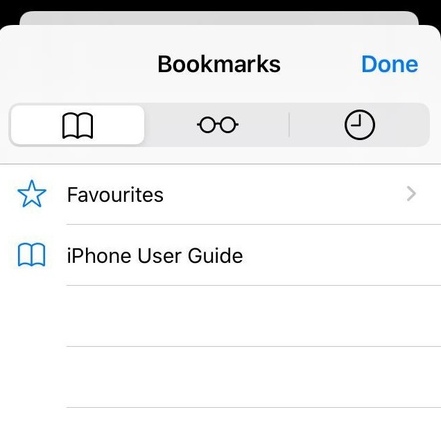 Safari Bookmarks on iPhone