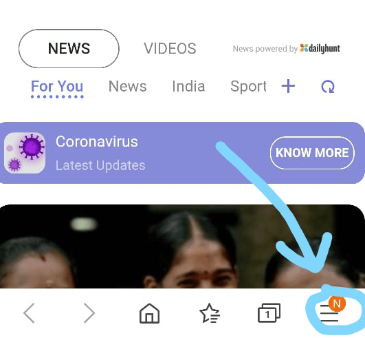 Samsung Internet Browser Menu Bar option