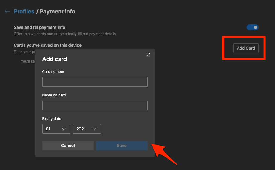 Save Card Info and Payment Method in Edge Computer
