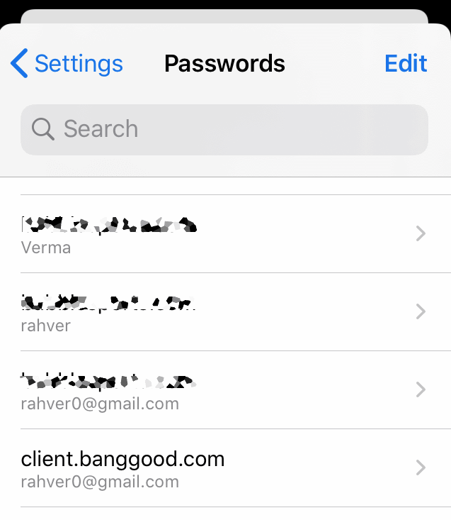 Saved Passwords List in Chrome iPhone