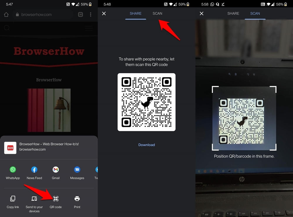 Scan QR code directly from Chrome Android browser