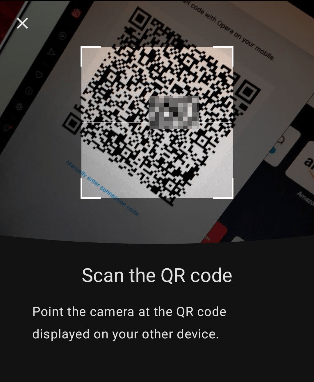 Scan QR code using the Opera Mobile