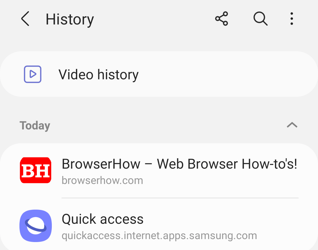 Reopen Recently Closed Tabs in Samsung Internet using history