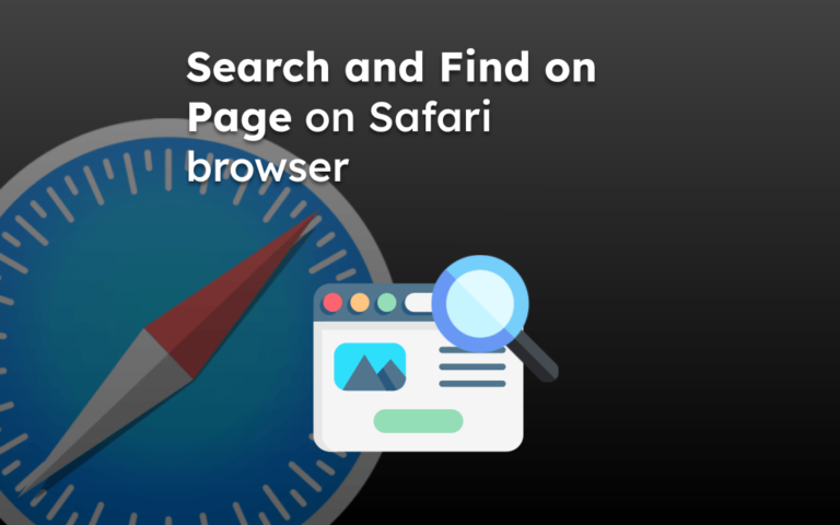 Search and Find on Page on Safari browser