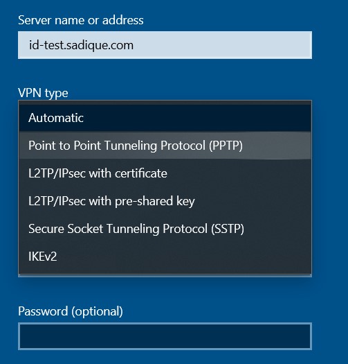 Select Type of VPN on Windows