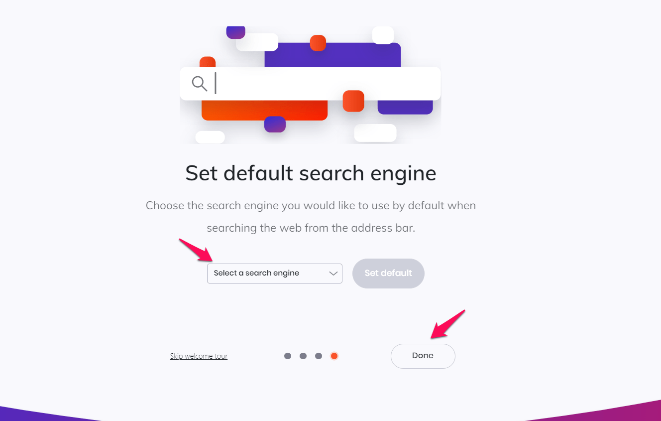 Set Default Search Engine and Done with Brave Browser Setup