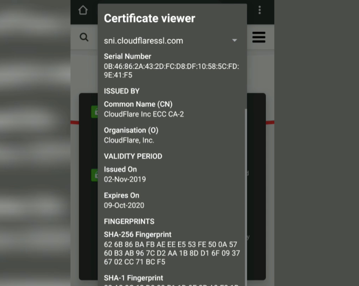 Site Information Certificate Details Chrome Android