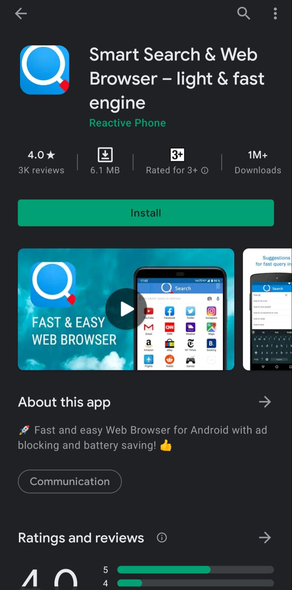 Smart Search and Web Browser for Android
