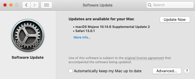 Software Update on Macintosh OS
