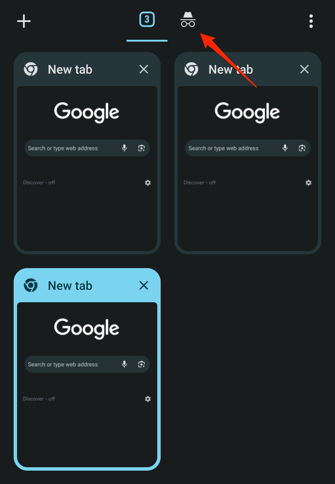 Switch between New Tab and Incognito Tab in Chrome for Android
