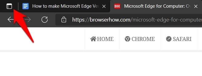 Tab Action menu in Microsoft Edge browser