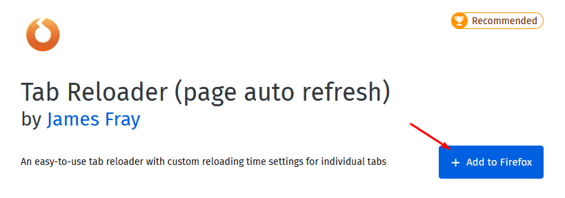 Tab Reloader (page auto refresh) Firefox extension