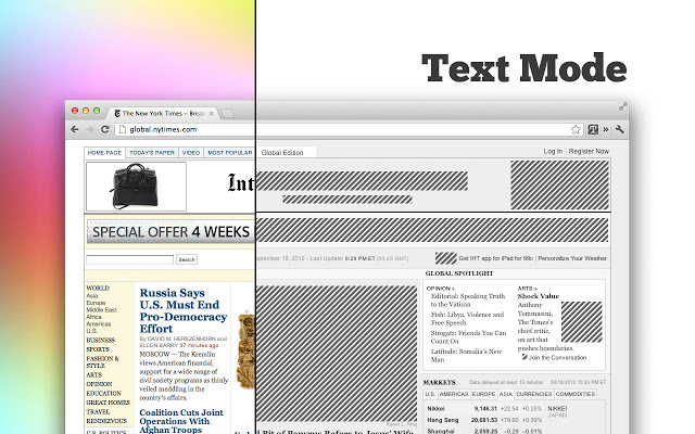 Text Mode transform text-only Browser Extension