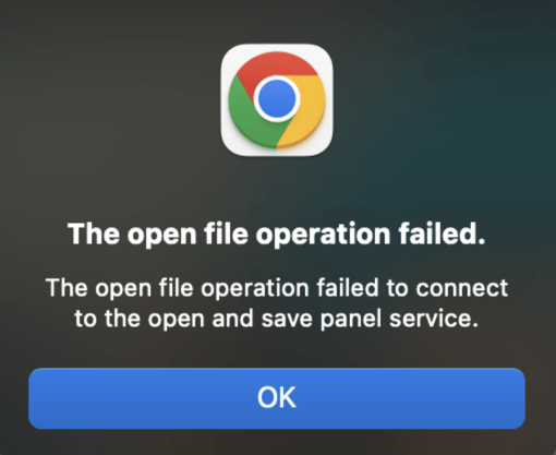 The open file options failed in Chrome browser on macOS