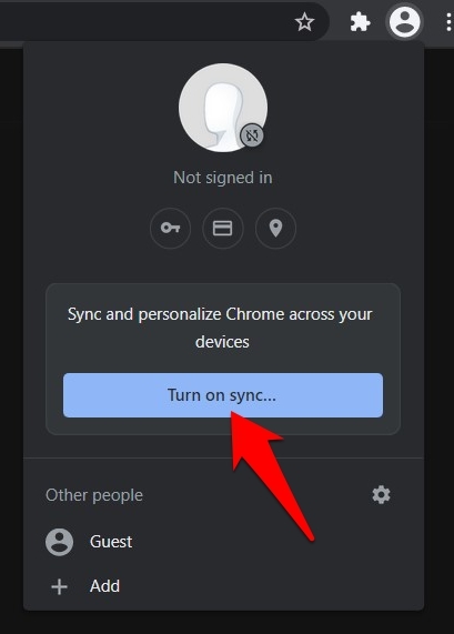 Turn on sync in chrome computer