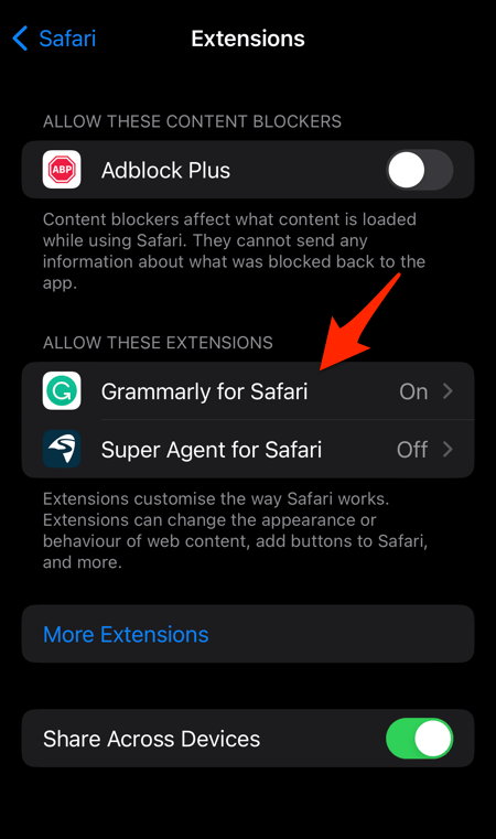 Turn On the extension in Safari for iPhone