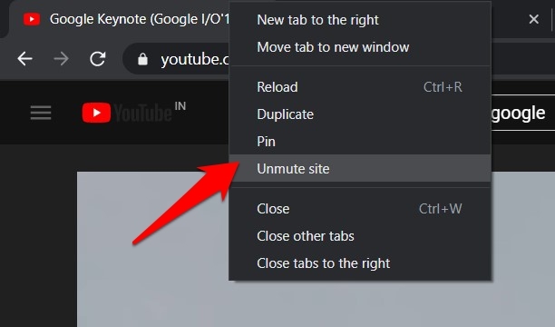 Unmute site in Chrome Tab