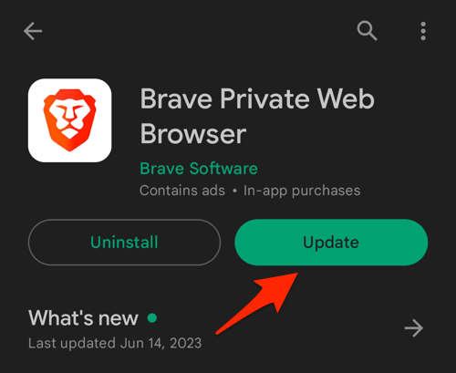Update Brave app on Android Play Store