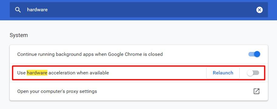 Use hardware acceleration when available option in chrome