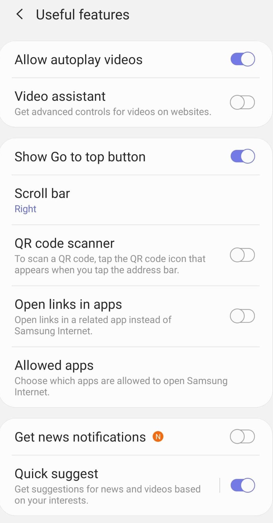 Useful features in Samsung Internet browser