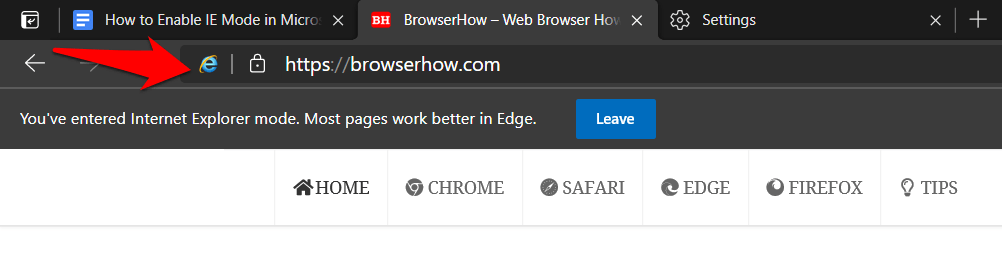 Verify IE Mode is enabled on Microsoft Edge Windows