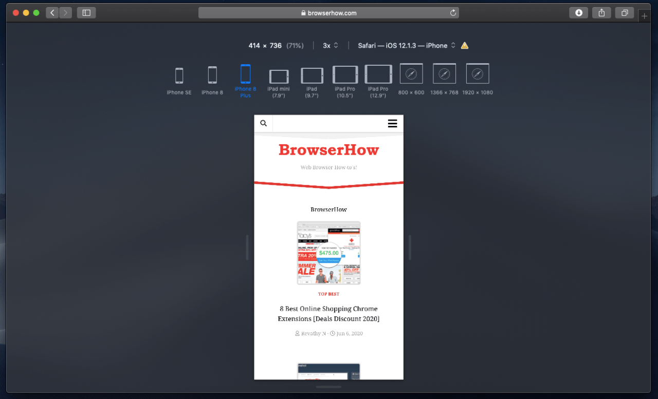 How to View Mobile Site Layout in Safari browser on Mac