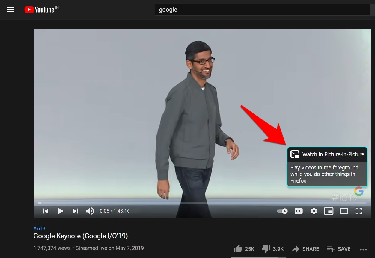 Watch YouTube video in Picture-in-Picture mode