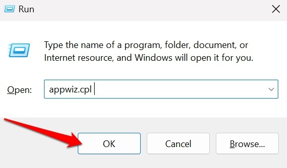 appwiz.cpl to open Control Panel in Windows OS