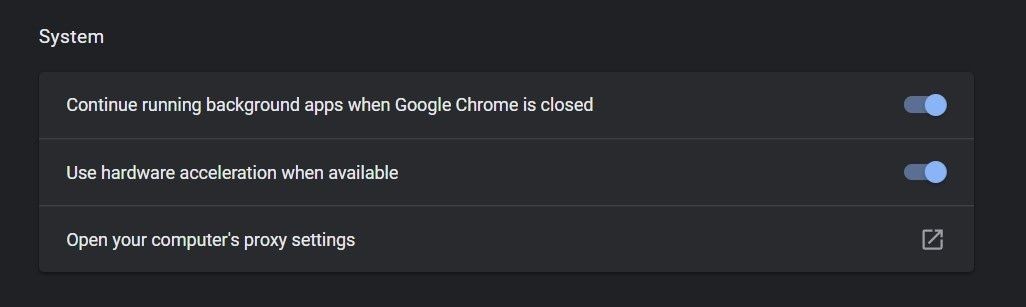 chrome system settings continue running background