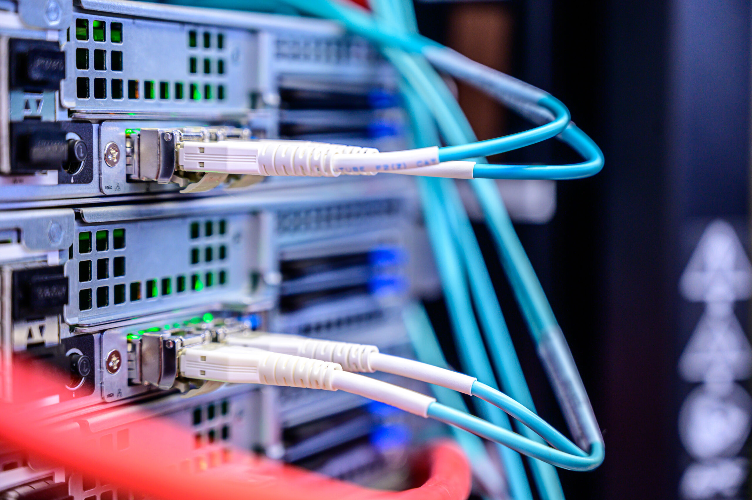 servers hardware setup with cables