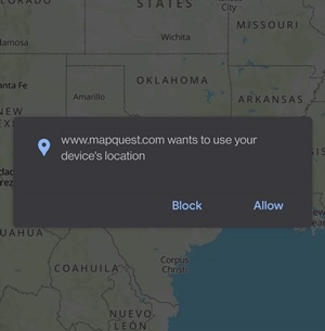 website want to use your location allow or block