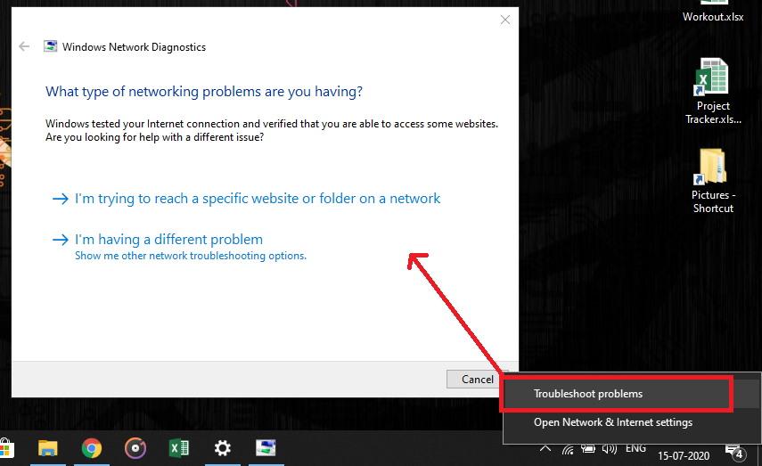 windows network diagnostics